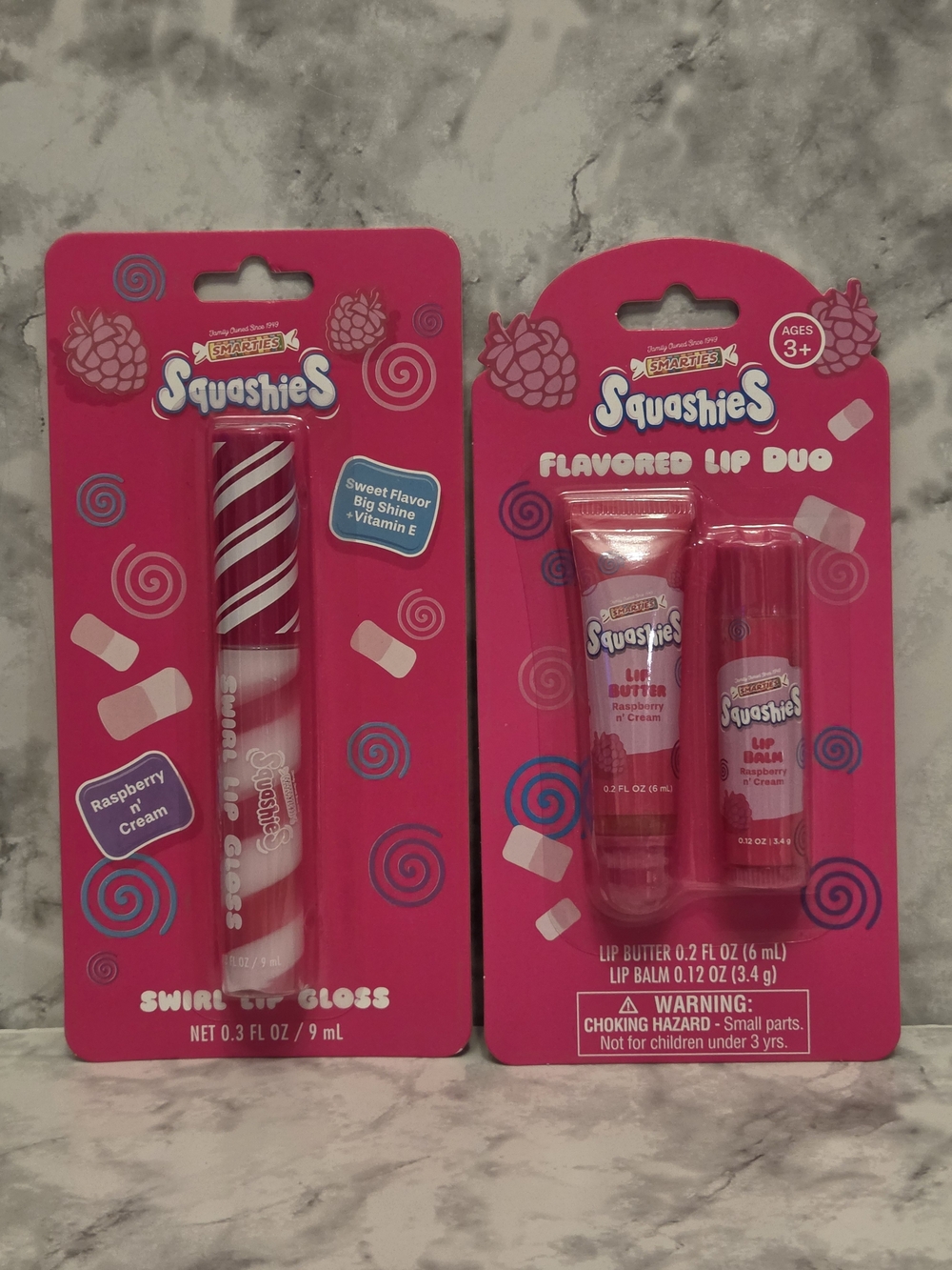 Squashies Raspberry n' Cream Swirl Lip Gloss & Lip Duo - Pink, Red